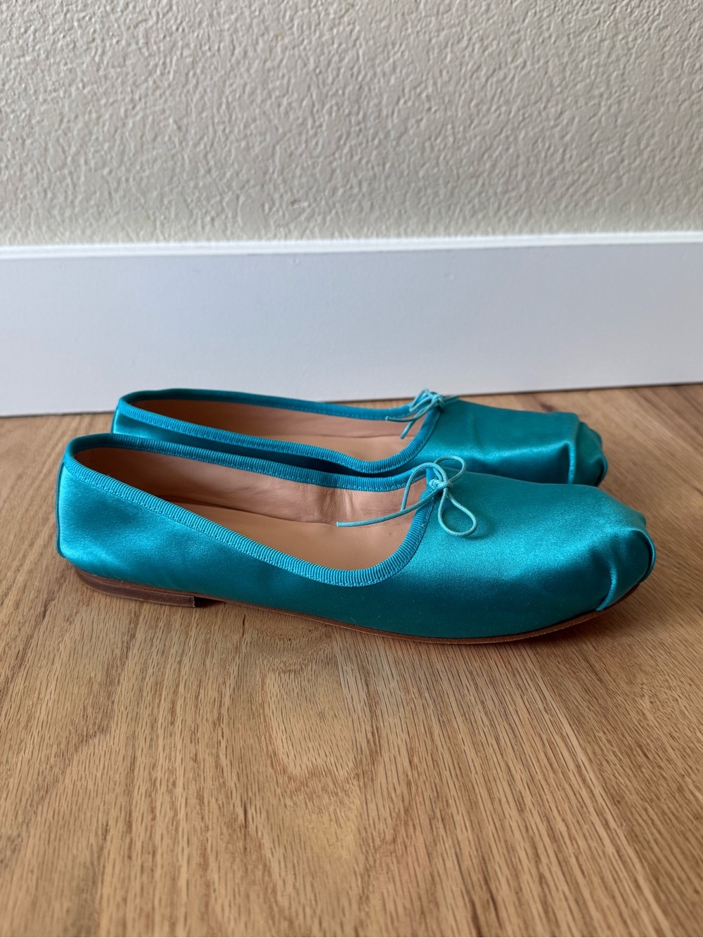 SPELTA $230 Milano Satin Turquoise Dalila Ballet Flat Italian Leather EU 40